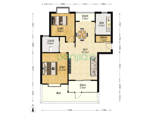 珠江香樟南园 2室1厅1卫 97平方