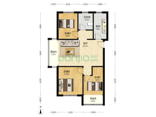 兴华碧水明珠 3室1厅1卫 100平方