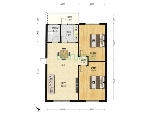 富民路一段243号 2室1厅1卫 90平方