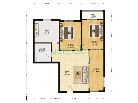 卧龙大厦 2室1厅1卫 139平方
