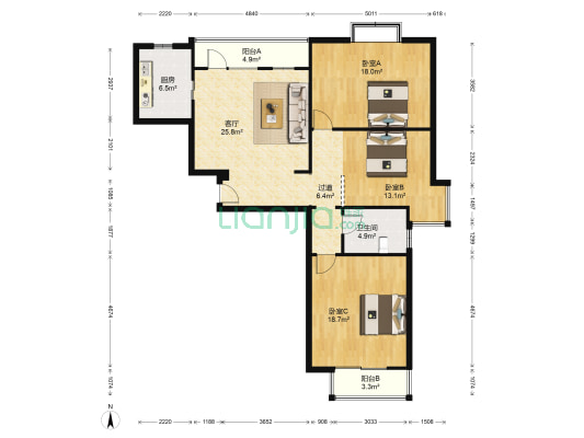 怡海翠庭 3室1厅1卫 120平方