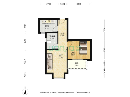薛岭新村 1室1厅1卫 57平方