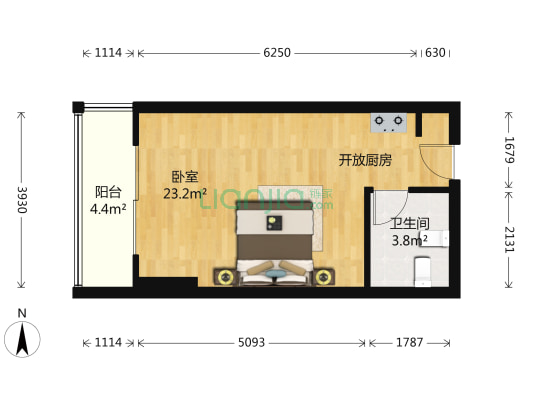 阳光城央座 1室0厅1卫 42平方