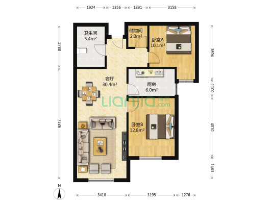 欣欣嘉园（东区） 2室1厅1卫 98平方