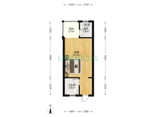俊园大厦 1室0厅1卫 40平方