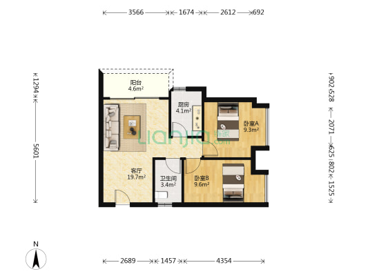 翠拥华庭锋尚 2室1厅1卫 72平方