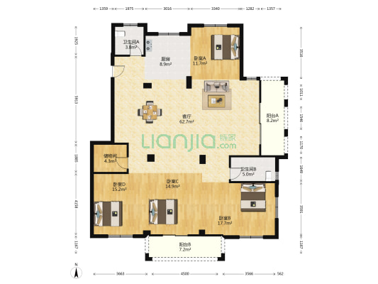 汇宇和庭 4室1厅2卫 190平方