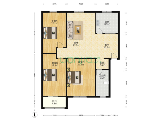 文北小区 3室2厅1卫 138平方