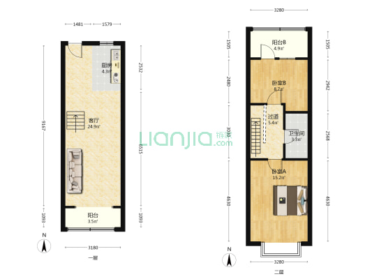南北向的户型，采光好，户型好，视野好-户型图
