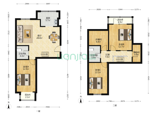 育慧名苑 3室1厅2卫 64平方