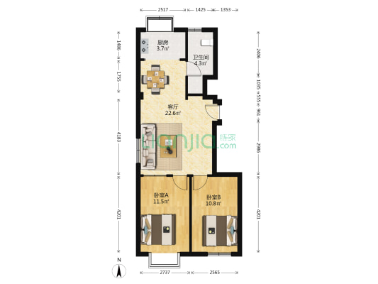 富盛苑 2室1厅1卫 75平方