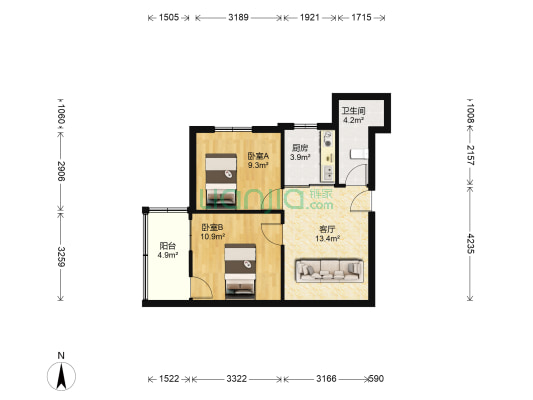 宿州路211号 2室1厅1卫 54平方