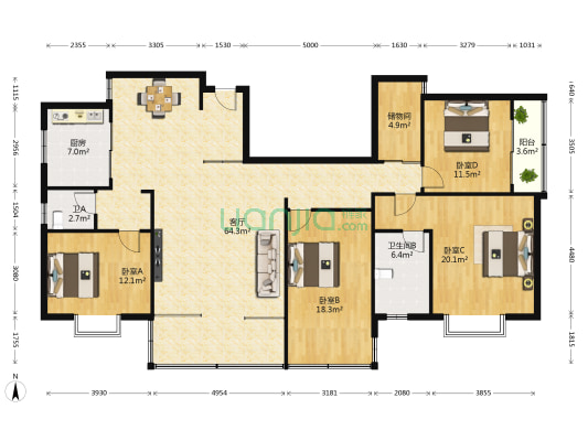 广西壮族自治区民族宗教事务委员会 4室1厅2卫 176平方