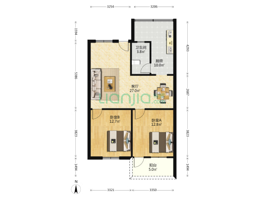 人民四路 2室1厅1卫 89平方