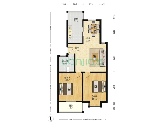 凤凰桥社区 2室2厅1卫 85平方