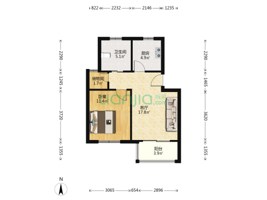 古浦新苑 1室1厅1卫 62平方