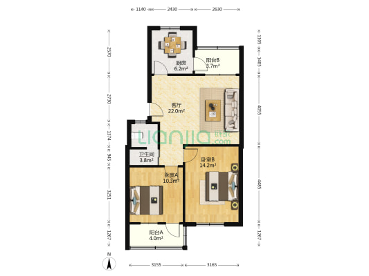 纬五路62号院 2室1厅1卫 76平方