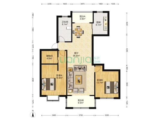 金腾家园 2室1厅1卫 133平方