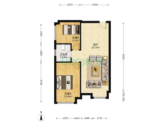 广东零壹科技园 2室1厅1卫 80平方