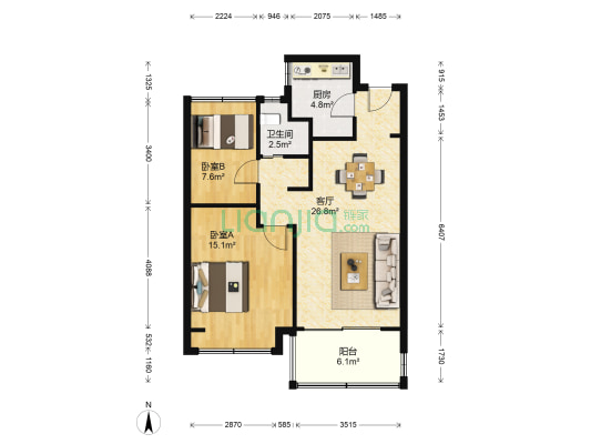 金地乐享湾 2室1厅1卫 71平方
