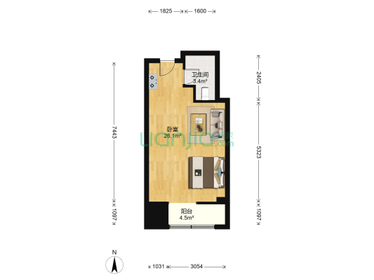 家速度公馆 1室0厅1卫 51平方