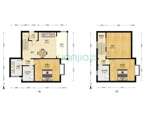 巴黎春天 3室1厅2卫 119平方