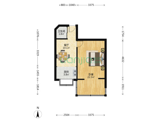 乡镇局家属院 1室1厅1卫 39平方
