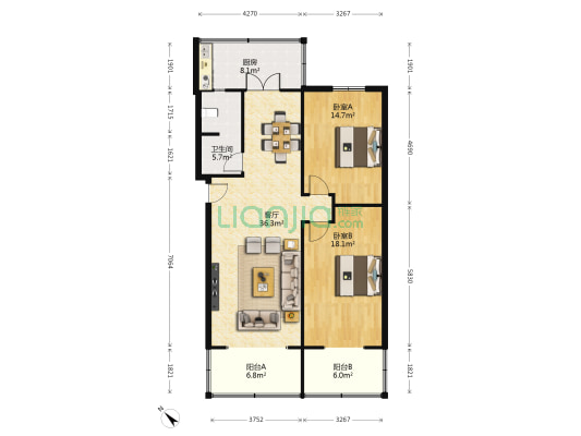 光明巷9号 2室1厅1卫 79平方