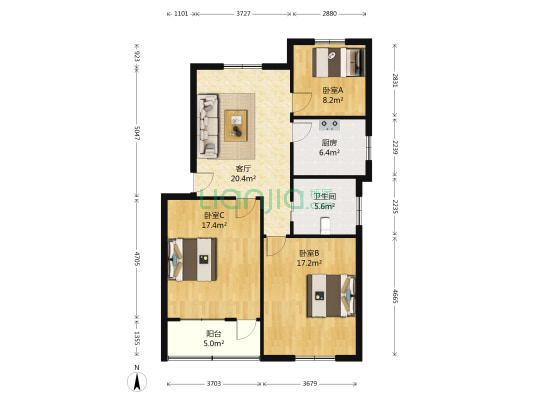 环卫所楼 3室1厅1卫 93平方
