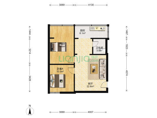 金牛综贸大厦 2室1厅1卫 64平方