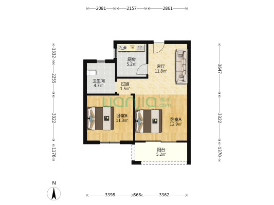 横辉景苑 2室1厅1卫 70平方