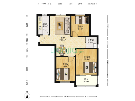 绿洲南苑(雨花台) 3室1厅1卫 88平方