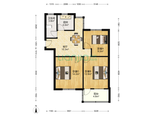 栅堰新村 3室1厅1卫 74平方