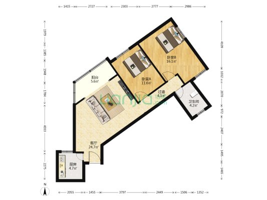 铁道陇海家园 2室1厅1卫 91平方