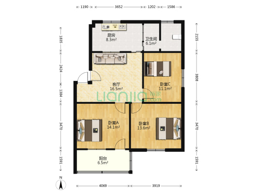 清浦防疫站大院 3室1厅1卫 90平方