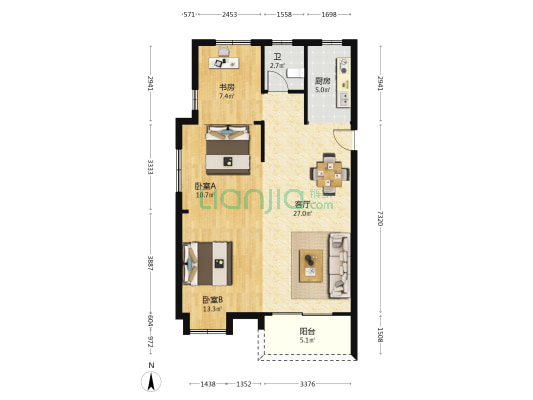 达智路 3室1厅1卫 96平方
