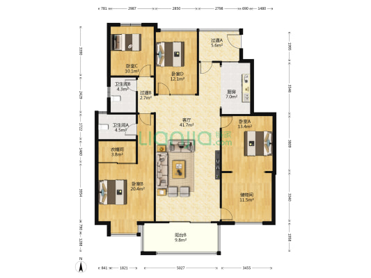 中海御山府二期 4室1厅2卫 152平方