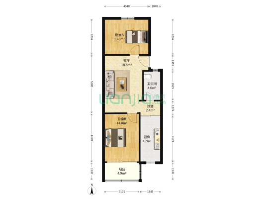 港口小区 2室1厅1卫 81平方
