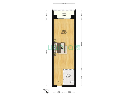 盛世翡翠 1室0厅1卫 56平方