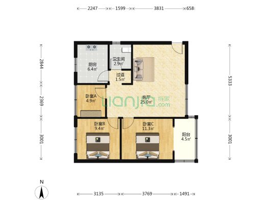科园四路 3室1厅1卫 82平方