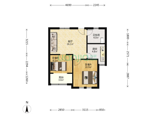 盛世南苑 2室1厅1卫 67平方