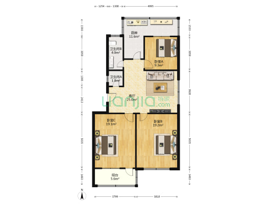 玻璃厂家属院 3室1厅2卫 114平方