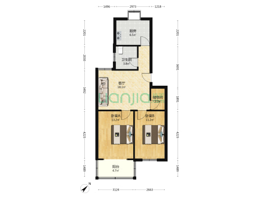 冶电村 2室1厅1卫 76平方