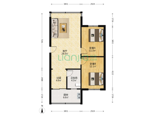 东平花园 2室1厅1卫 82平方