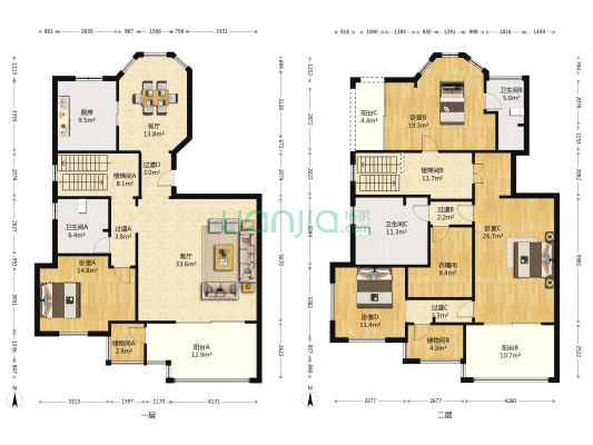 中南世纪城锦园 4室2厅3卫 195平方