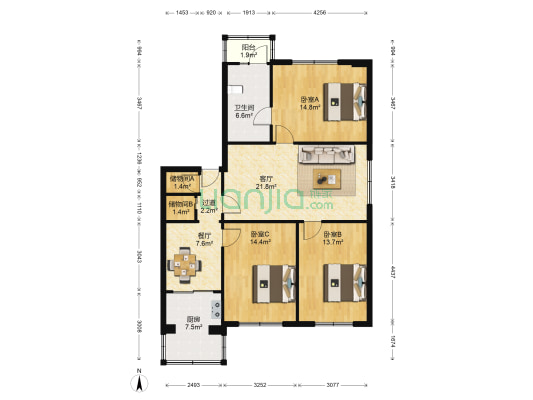 涌泉社区 3室2厅1卫 120平方
