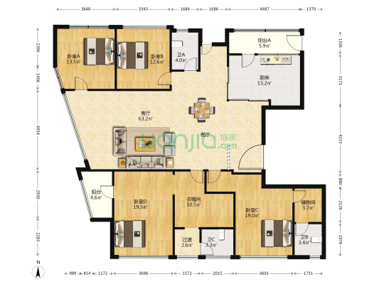 星河国际花园 4室1厅3卫 225平方