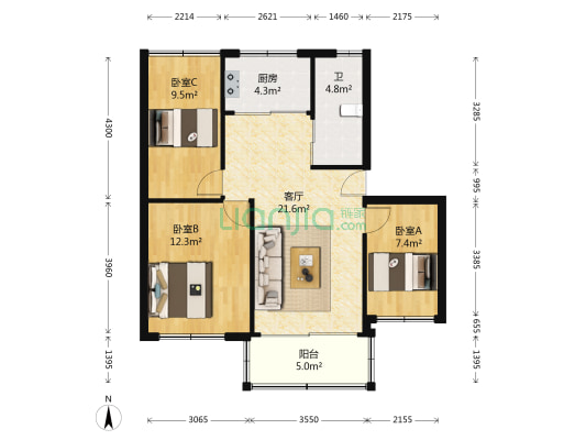 婺星小区 3室1厅1卫 79平方