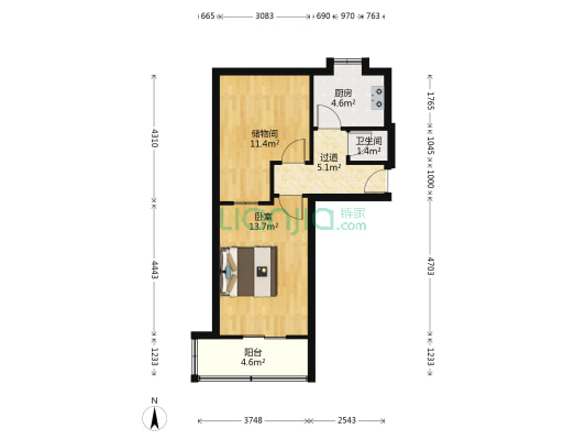 红缨路179号 1室0厅1卫 60平方