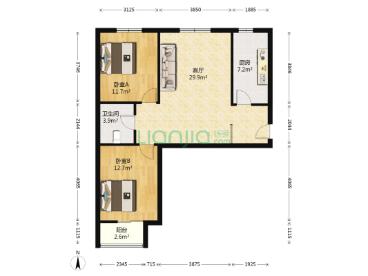 中铁七局石化路小区 2室1厅1卫 92平方